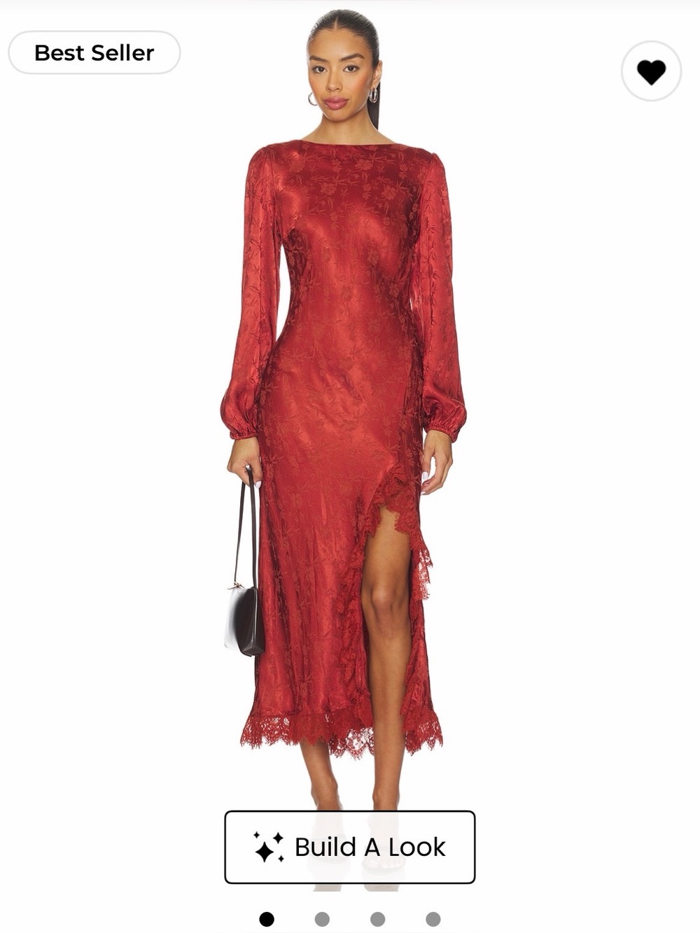 Astr The Label Rust Long Sleeve Lace Dress